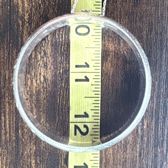 VTG Sterling Silver 925 Etched Wheat Design Hinged Bangle Bracelet 7.5' Fit - Picture 9 of 10